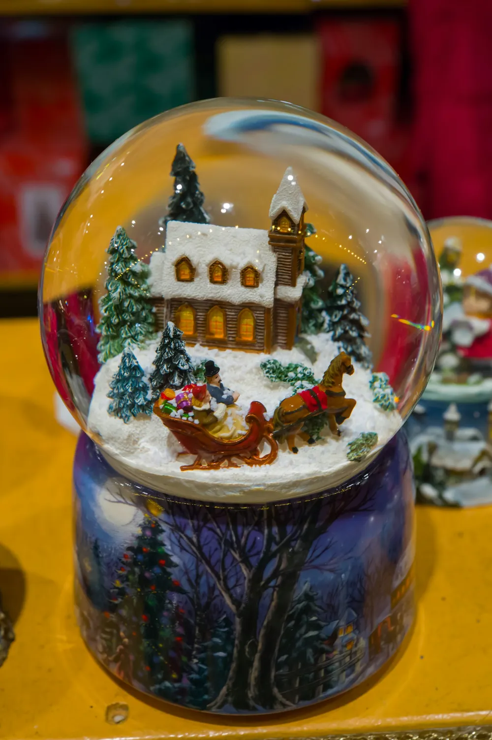 Photo of a similar item: Lighted Musical Christmas Snow Globe, Santa Scene