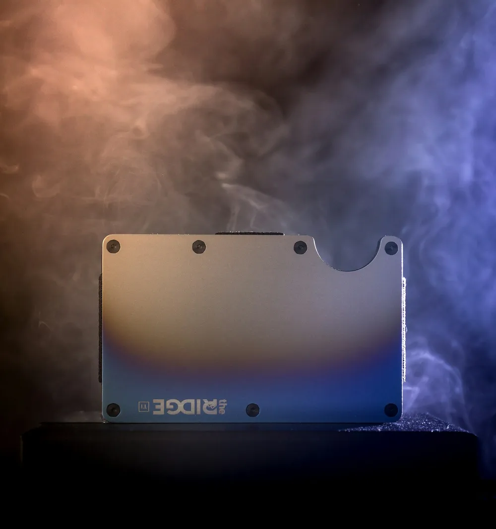 Photo of a similar item: The Ridge Minimalist Aluminum Wallet with Cash Strap